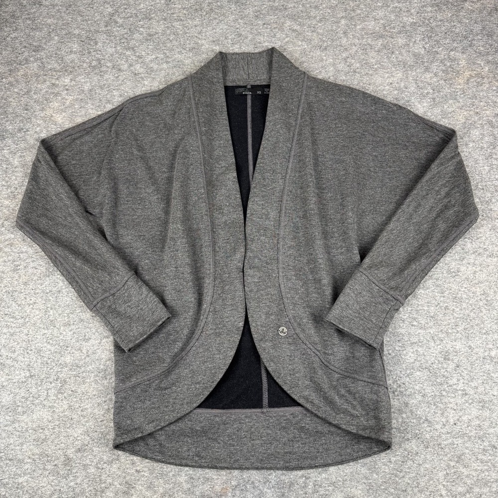 prAna Cardigan Long Sleeve Knit Polyester Cotton Gray Womens XS